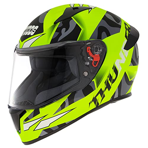 Studds Thunder Full Face Helmet D7 with Clear Visor (Matt Neon Yellow N9, M)
