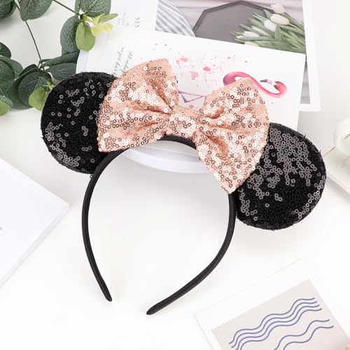 Image of DRESHOW Mouse Ears Bow Headbands Glitter Party Decoration Cosplay Costume for Women
