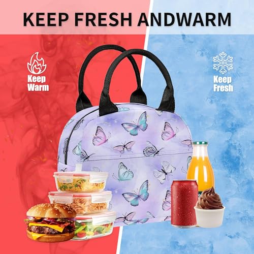 Image of Butterfly Printed Backpack Set for Girls Kids, 3Pcs Bookbag with Pencil Case for school, 17 Inch Lightweight Laptop Backpack with Lunch Bag for Women Teens Office, High School
