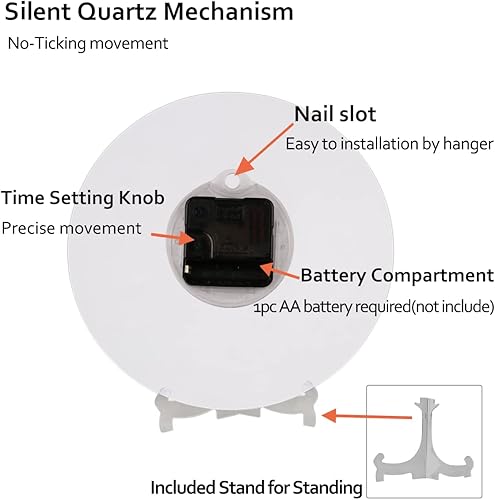 Miniatura 7 de OMFUNS Piano Music Wall Clock Silent Non-Ticking Rose Flower Modern Clocks Battery Operated Analog Clock Decorative for Living Room Bedroom Kitchen