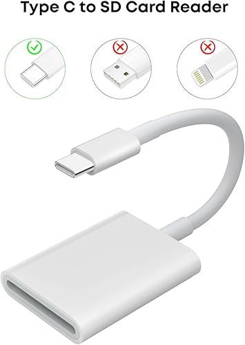 Miniatura 8 de Lector de tarjetas SD USB C, lector de tarjetas USB C a SD para iPhone15 y superior, lector de tarjetas de memoria USB-C USB C a adaptador de