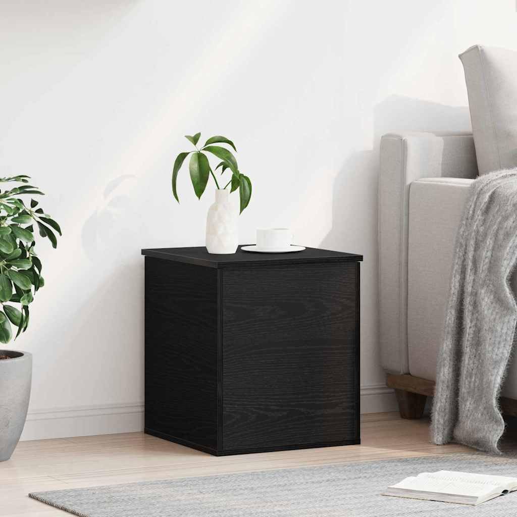 Aufbewahrungsbox Schwarz Eichen-Optik 40 x 42 x 46 cm Holzwerkstoff mit Deckel, Stauraum, Sitztruhe Kiste für Wohnzimmer Schlafzimmer Home Office Ordnung