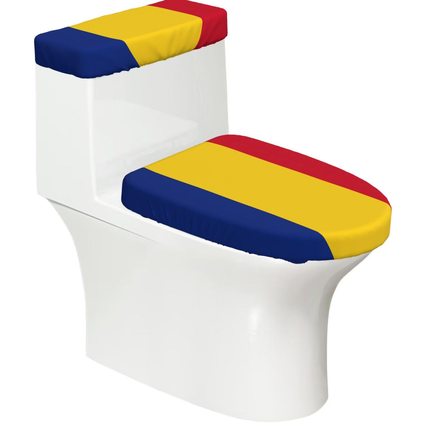 Flag Of Romania Print Bathroom Decor Toilet Lid Cover And Tank Covers, Restroom Accessories Fits Most Round