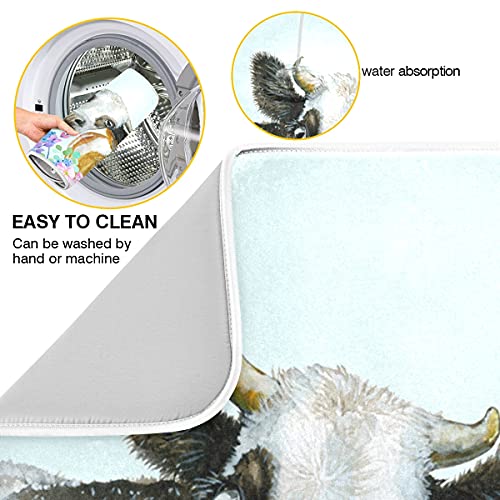 Vvfelixl G58650318P523C558S1113 Dish Drying Mat Farm Cows And Flowers Drying Pad Microfiber Absorbent Dish Drainer thumb #2