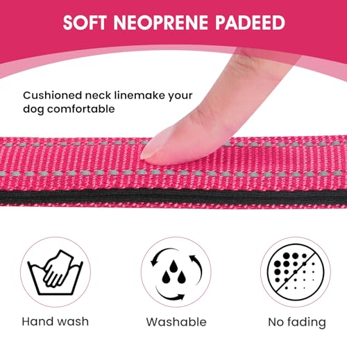 Image of Reflective Dog Collar, Adjustable Nylon for Small Dogs, Hot Pink