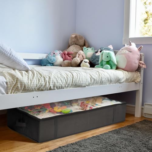 Image of Raggle Underbed Storage Bags Foldable Clothes Bag Large Capacity Storage With Clear Window Reinforced Handles Zippered Organizer Non-Woven For Comforters Blankets Bedding (Modern, 6)