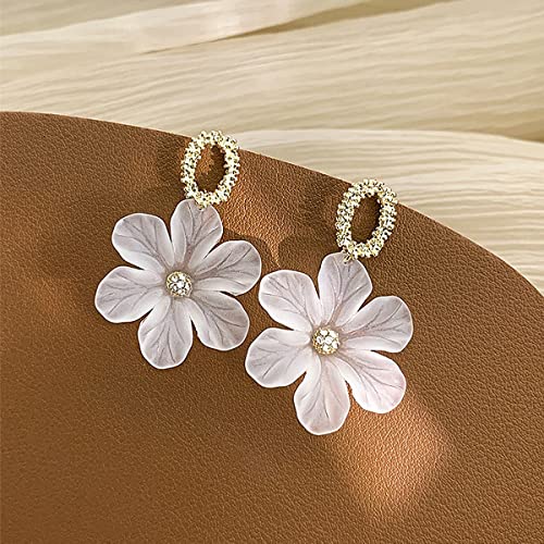 Gold Flower Drop Earrings for Women - Birthday Anniversary Gift