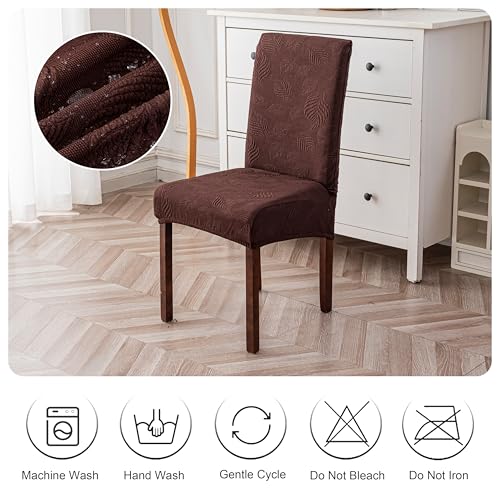 Image of Genina Waterproof Dining Chair Cover Set of 2,Kitchen Chair Cover,Chocolate