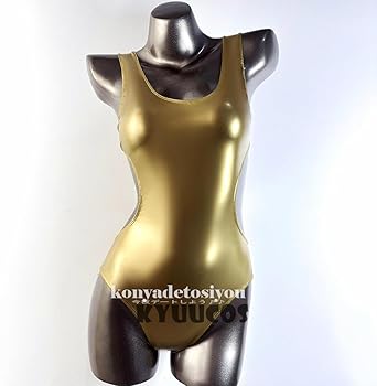 セーラー風 レオタード コスプレ レースクイーン スクール水着 超光沢 金 セーラー風 レオタード コスプレ レースクイーン スクール水着