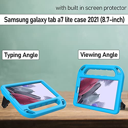 Ltrop Samsung Galaxy Tab A7 Lite Case 8.7 Inch 2021,Galaxy Tab A7 Lite Case,Built In Screen Protector, Shockproof Handle Stand Kids Case For Samsung Galaxy Tab A7 Lite 8.7" (Sm-T220/T225/T227), Blue #TOP3