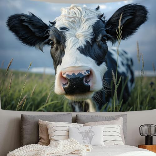 Tapisserie Vache des Prairies grand format pour relooker un mur blanc sans peinture