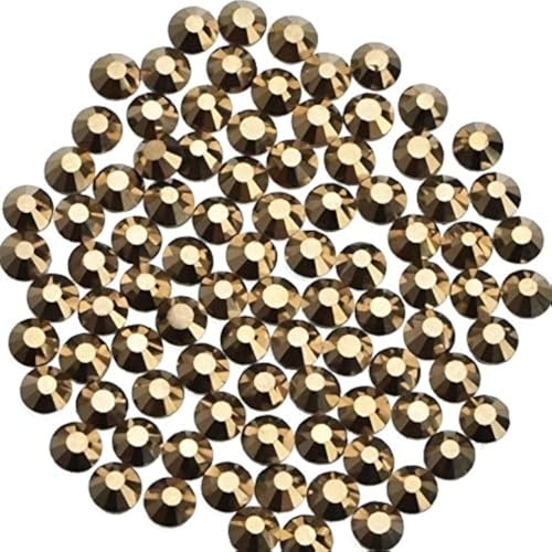 Image of 1000 Pieces Hot Fix Glass Flatback Rhinestones HotFix Round Crystal Gems (Mine Gold, SS20)