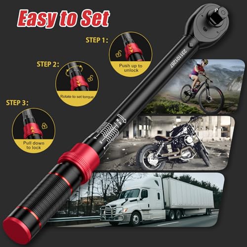 Image of VANPO Torque Wrench Set, 1 /4 inch 3 /8 inch 1 /2 inch Drive, for Bike, Motorcycle, Car | 20-240 In.lb, 5-45 Ft.lb, 10-170 Ft.lb with 3 Adapters,±3% Accuracy, Click Torque Wrenches, 72-Tooth,Dual Scale,Storage Case