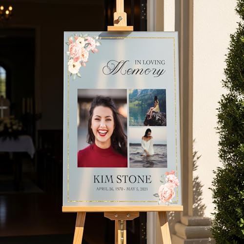 Image of Personalized Funeral Sign With Photo - Funeral Welcome Poster - In Loving Memory Sign - Personalized Funeral Signs - Memory Sign for Funerals with Picture - Custom Funeral Banner