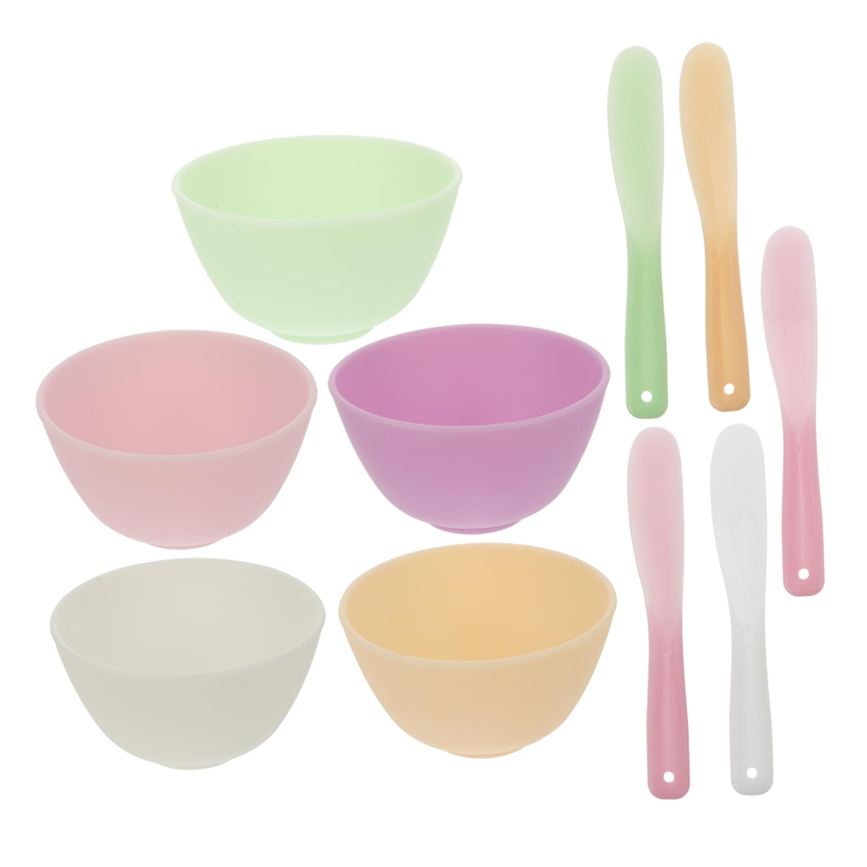 PLAFOPE Diy Mask Bowl Set 5pcs Silicone Mask Mixing Bowl Makeup Spatulas Mini Random Color