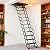 12 Stpes Wall-Mounted Folding Stairs, Telescopic Attic Ladder, Pull Down System Folding with Handrail, Applicable Height is 9.6-10ft, Extendable Ladder for Home Garage Attic(Black, 9.6-10ft)