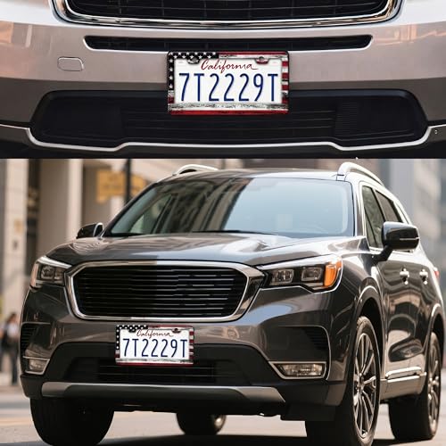 Image of American Flag License Plate Frame 2 Pack Patriotic Plate Holder
