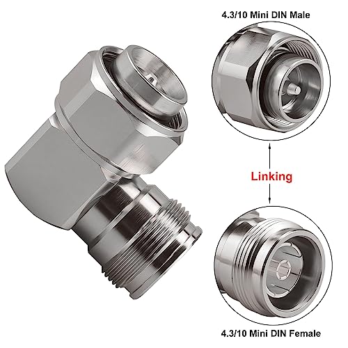 YILAINDUO 4.3/10 Mini DIN Connector Right Angle Coaxial Mini DIN Male to Female Adapter 4.3-10 Connector Adapter for Distributed Antenna System (DAS) - Image 3