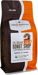 Fresh Roasted Coffee, Organic Donut Shop | USDA Organic, Kosher | Medium Roast 12 oz Whole Bean