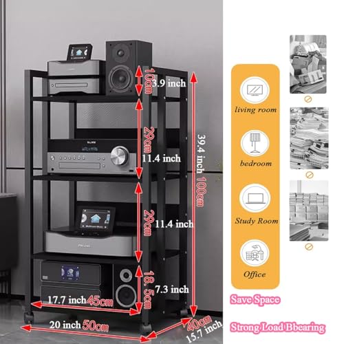 ZCFLWR gabinete de Sistema HiFi Unidad de Almacenamiento de componentes de Rack Multimedia de 4 Niveles, Soporte para Equipos de Audio y Video, Estante de Receptor estéreo de Madera, Tocadiscos, al - imagen 2