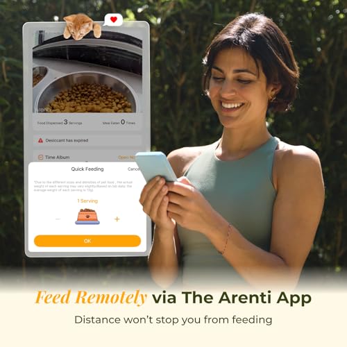 ARENTI Automatic Cat Feeder and Water Dispenser with Camera, 2K Adjustable View & Invisible Privacy Mode, 4.5L Cat Food Dispenser Fountain Combo, 5G/2.4G WiFi, 2-Way Audio, AI Alerts, Battery Backup - Image 6
