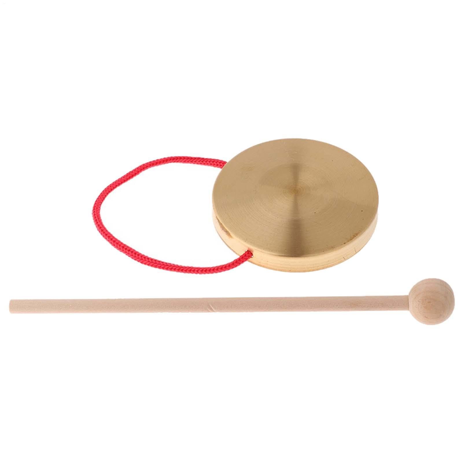 Mini gong en cuivre – Instrument de percussion Ořff de 120 mm | Petit gong de méditation avec maillet en bois | Carillon de sonore portable pour le yoga de tambour | Maillet de 16 cm