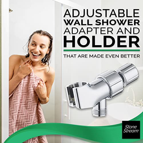Adaptador y Soporte para Ducha de Pared Ajustable Original StoneStream para Duchas de Mano - Cromo miniatura 3