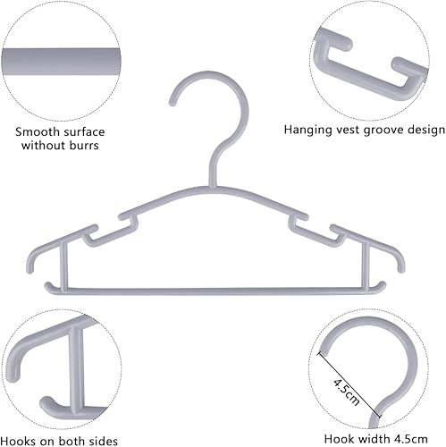 Miniatura 3 de GoodtoU Perchas de bebé de plástico gris para armario de niños, perchas de ropa, paquete de 60 perchas para ropa de niños