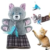 Chasefun Cat Wrestling Glove, Interactive Hand Mitt Toy with Interchangeable Feather Bell, Durable Protective Sleeve & Catnip, Safe & Fun Play for Cats to Relieve Boredom