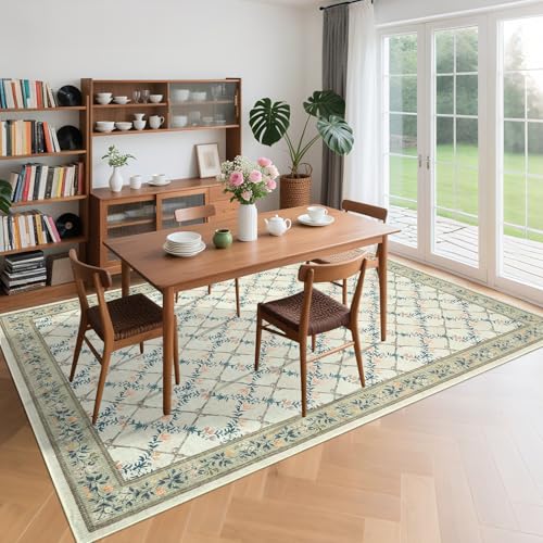 Tapete decorativo COZYLOOM 9x12 floral verde/beige miniatura 2