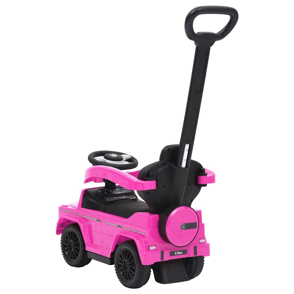 Rutschauto G63 Rosa mit Lenkrad, Sitz und Schiebebügel, Babywalker Kinderfahrzeug aus Kunststoff mit Staufach, 25 kg belastbar, für Kleinkind 12 36 Monate drinnen draußen
