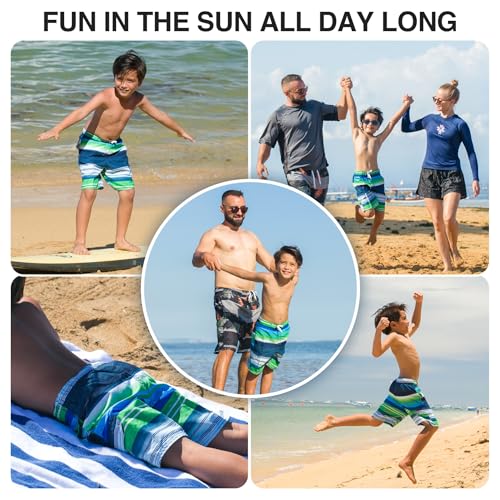 Image of Kanu Surf Boys' Victor Stripe Quick Dry Beach Board Shorts Swim Trunk
