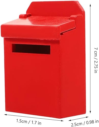 Miniatura 2 de NUOBESTY Accesorios para casa de muñecas, 2 piezas, buzón de madera en miniatura, buzón de metal rojo, buzón de correo de EE. UU., Miniatura 112,
