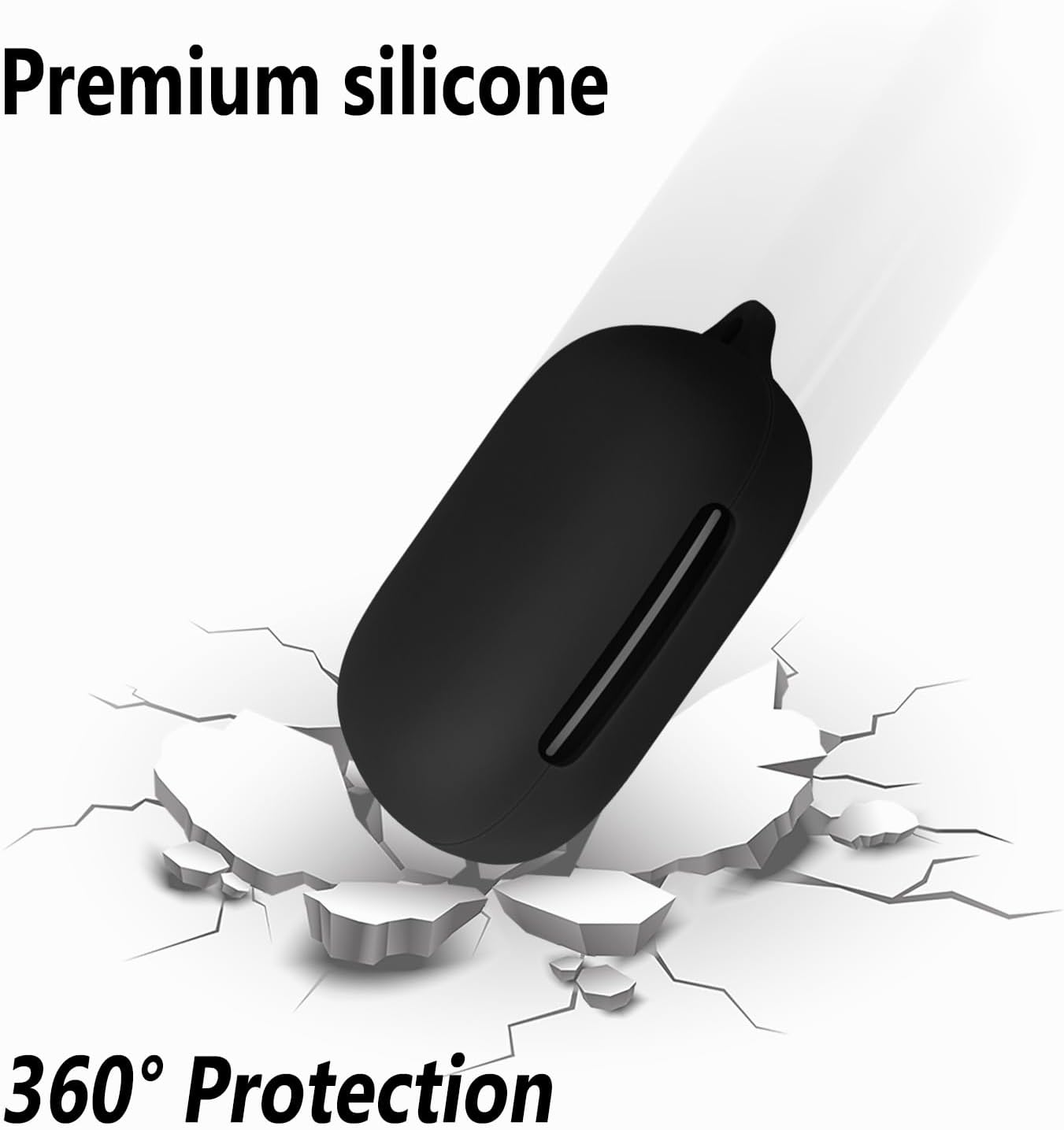 Geiomoo Silicone Case for Anker Soundcore AeroFit 2, Protective Cover with Carabiner (Black) - Image 4