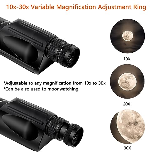 ToopMount Telescope 10-30x50 Monocular Diopter Focus Adjustable Fmc Green Film High Magnification Handheld Monoculars Waterproof Camping Bird Watching Compact Magnifying Optics Gift for Men Women - Image 3