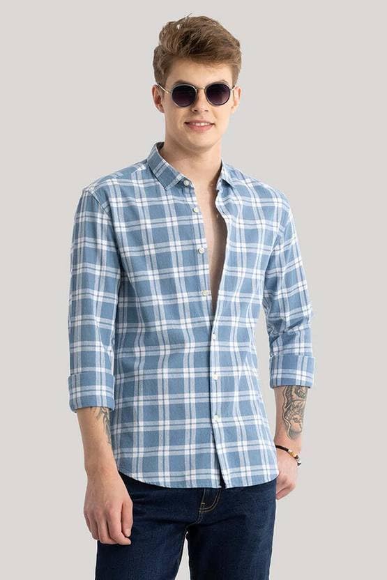 Image of NoseQueen Men's Checked Cotton Shirt | Full Sleeve Regular Fit Casual Shirt for Men | Soft Breathable Checkered Shirt