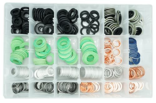 320PCS 24 Sizes Master Oil Drain Plug Gaskets, Washer Assortment Kits Replace 11026-01M02, 097-119, 097-139, 097-021, 097-025, 803916010, MD050317, APC93000
