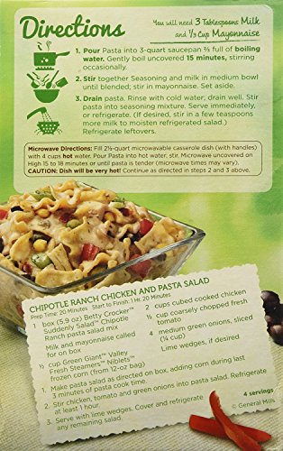 Betty Crocker, Suddenly Salad, Pasta Chipotle Ranch, 5.9oz Box (Pack of 4)