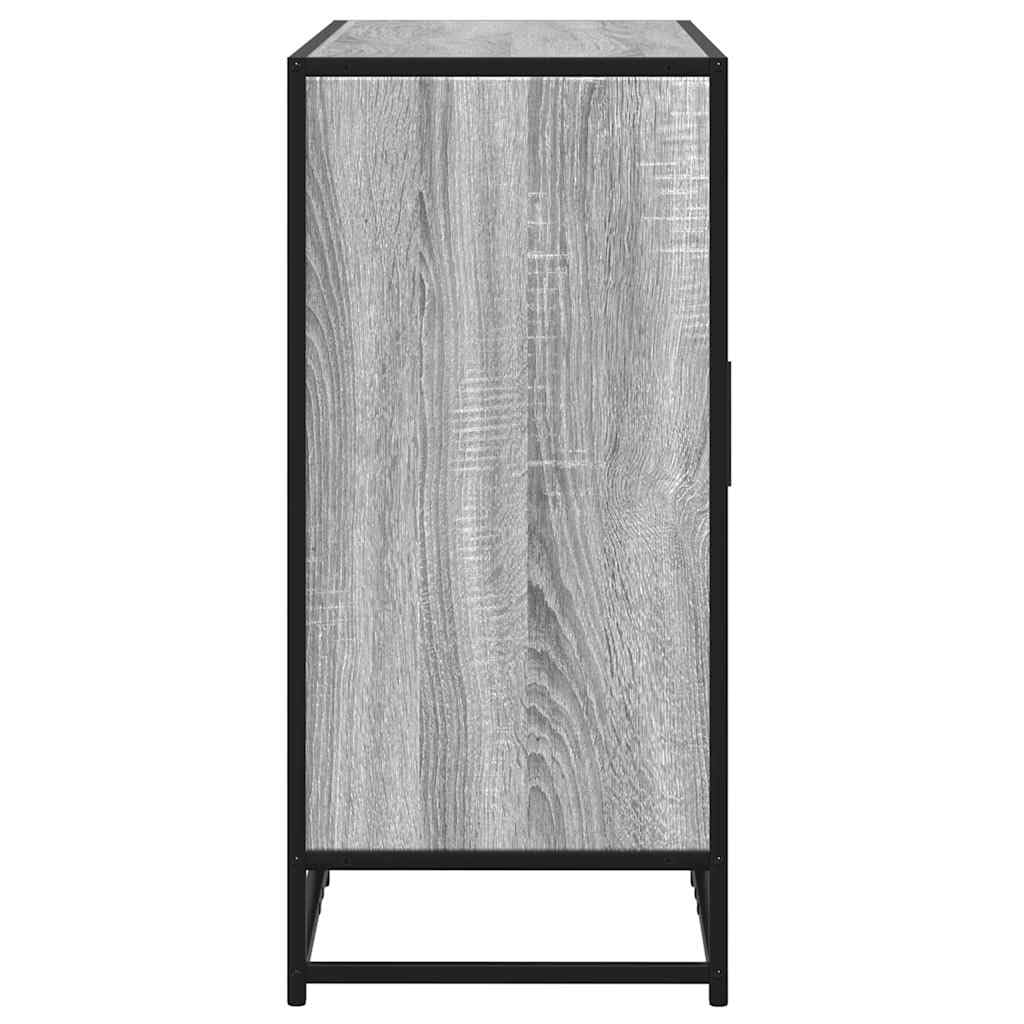 Credenza grigio Sonoma, 94 x 35 x 76 cm, comò in legno | Credenza industriale con struttura in metallo e portata di 70 kg, per camera da letto, corridoio e soggiorno.