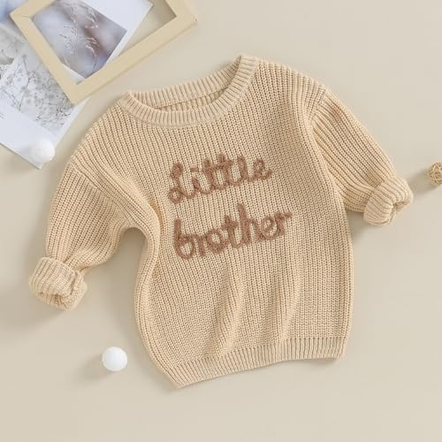 Toddler Baby Girl Boy Long Sleeve Knit Sweater Brothers Sisters Letter Embroidery Round Neck Pullover Fall Winter Tops3