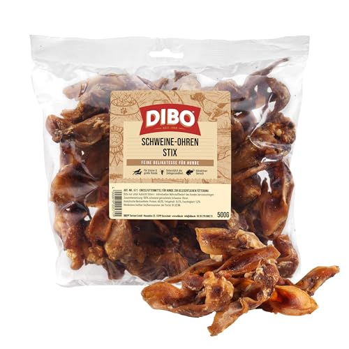 DIBO Pennino per orecchie di maiale, sacchetto da 500 g, piccolo snack o dolcetti per alimenti per cani, articoli da masticare di qualità senza prodotti chimici