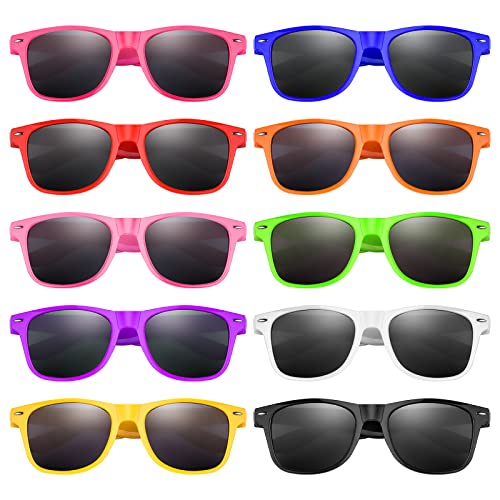 MIAHART Neon Sunglasses Bulk for Kids Glasses Party Favors for Summer Beach Pool Party Carnival Prizes Birthday Party