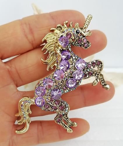 Image of Unique Animal Unicorn Horse Brooch Pin Pendant Austrian Crystal BZ6172