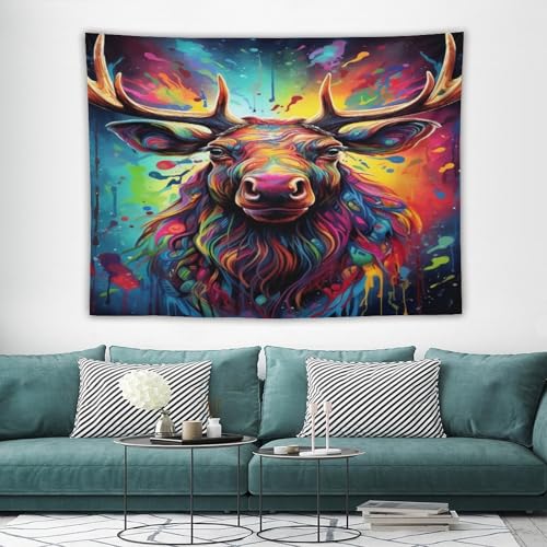 Tapisserie tenture murale élan avec impression 3D haute définition - 7