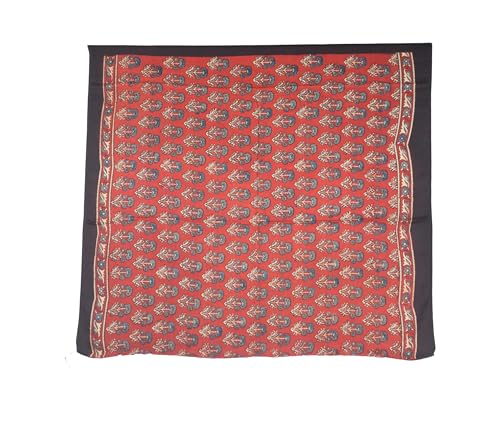 Image of Ethnics of Kutch Ajrakh Modal Silk Saree For Women | Natural Dye Hand Block Print |With Unstitched Blouse Piece | 5.5 Mtr Length (Red 27A01S)