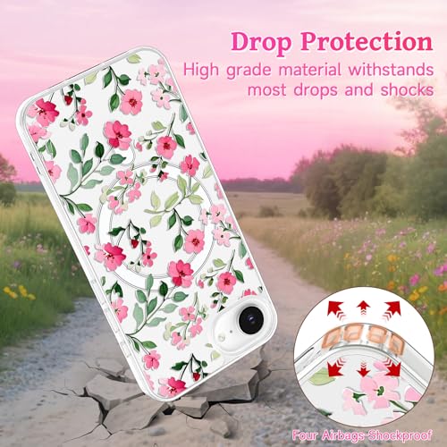 Coque iPhone 16e magnétique transparente de protection motif fleurs haut de gamme - 3