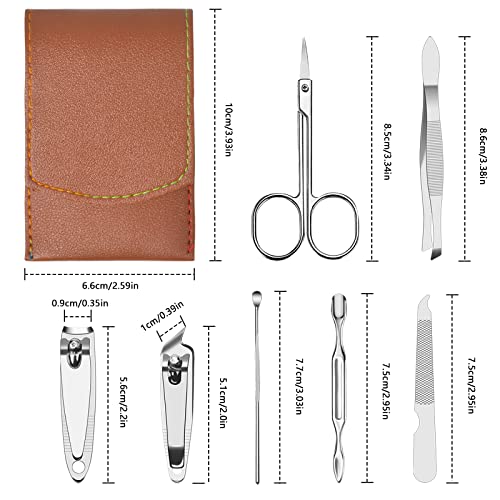 AvoDovA Manicure Set, 7 Pcs Stainless Steel Nail Clippers Manicure Set for Men Women Professional Trimming Kit Pedicure Care Nail Trimming and Grooming Tools with Fine Leather Case for Travel & Home - Image 3