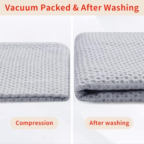 Image of Homaxy 100% Cotton Waffle Weave Kitchen Dish Towels, Ultra Soft Absorbent Quick Drying Cleaning Towel, 13 x 28 Inches, 18-Pack, Light Gray