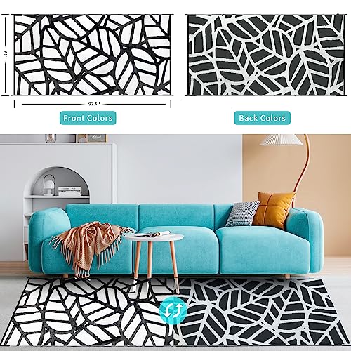 Gartol Waterproof Indoor Outdoor Rug, Reversible Modern Area Rug Mat, Plastic Straw Rug For Rv, Patio, Backyard, Pool Deck, Picnic, Beach, Camping (5X8 Ft, Black & White) #TOP2
