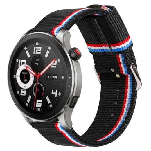 Estuyoya - Nylonrem kompatibel med Xiaomi Amazfit Stratos 3/2/2S/Amazfit GTR / Amazfit Pace/ färger flagga i Spanien, bredd 22 mm, andas, sportig stil, elegant svart-Frankrike